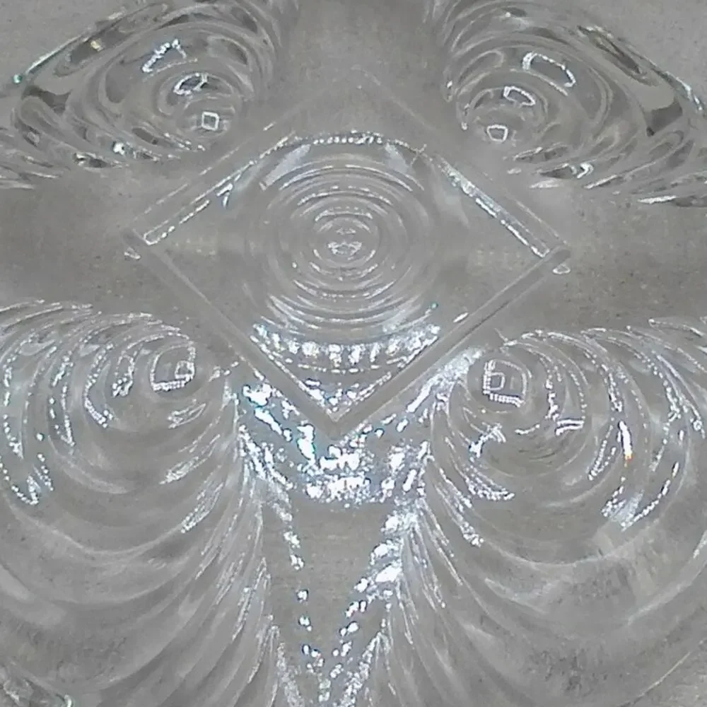 Hazel Atlas Open Candy Dish #574 Clear Sonic Wave Ripple Soundwave Vintage MCM